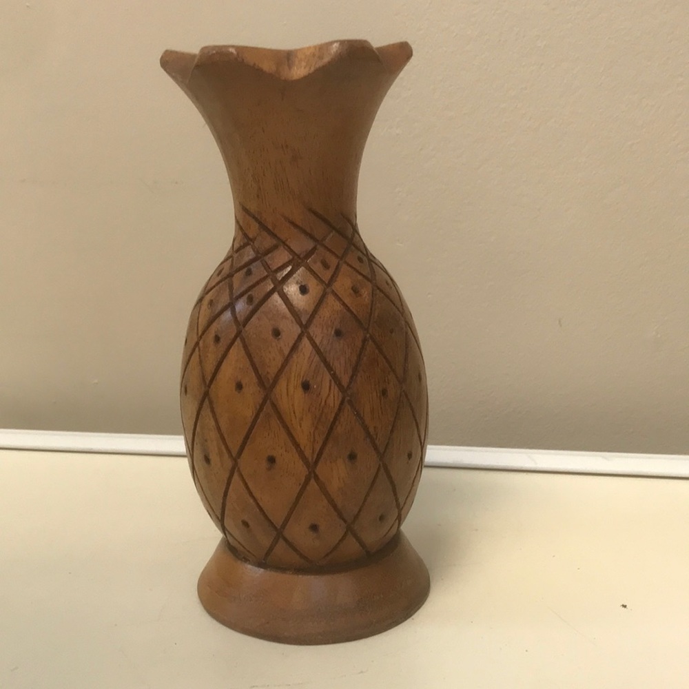 Vintage Handcarved Wooden Pineapple Appetizer/Toothpick Holder